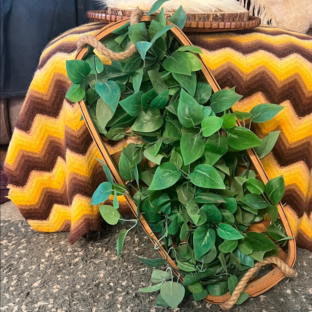 Decorative Greenery in Wooden Basket